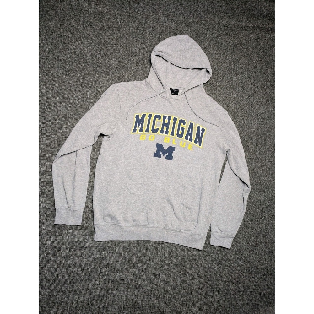 Michigan Wolverines Go Blue Small Hoodie Gray Pullover Sports Sweatshirt